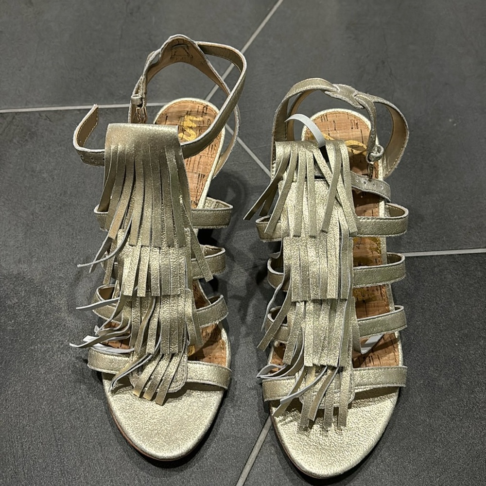 Sam Edelman gold wedge